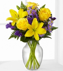 Yellow Lilies And Roses 