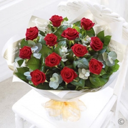 Hand Tied Bunch Of Red Roses