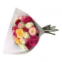 11 Multicolor Roses Hand Tied Bunch