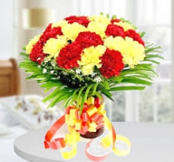 50 Red And Yellow Carnation Bunch