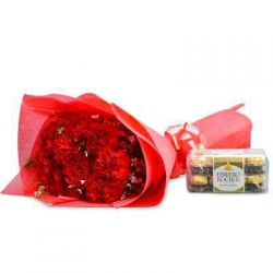 Red Carnation And Ferrero Rocher