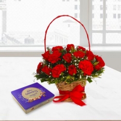 20 Red Carnations Bouquet N Cadbury Celebration