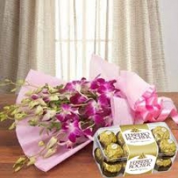Orchid Bouquet N Ferrero Rocher Box