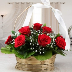 15 Red Rose Basket
