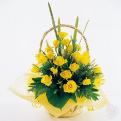 24 Yellow Roses Basket